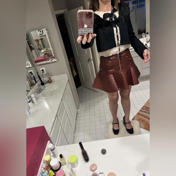 NWT! Maeve Faux-Fur Collar Crop Cardigan Sweater - Size Medium 🏀 - Picture 9 of 12